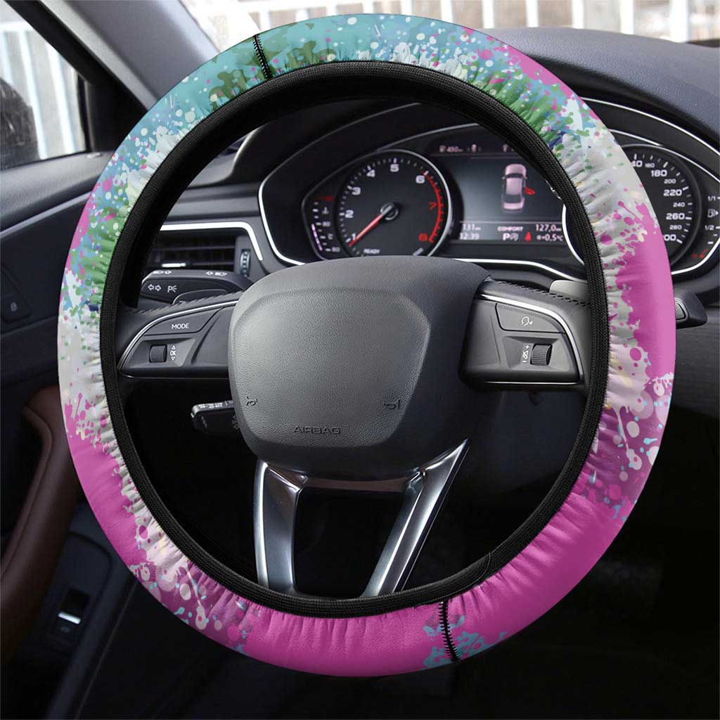 Where the Sunbird Sings Steering Wheel Cover Sao Tome and Principe Flag - Color Splash Art - African Pride