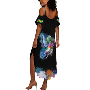 Where the Sunbird Sings Summer Maxi Dress Sao Tome and Principe Flag - Color Splash Art - African Pride