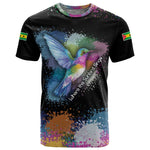 Where the Sunbird Sings T shirt Sao Tome and Principe Flag - Color Splash Art - African Pride
