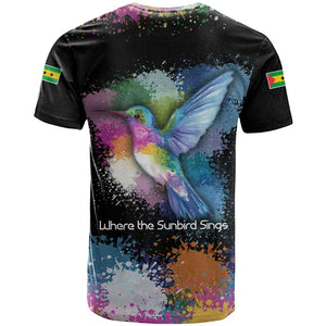 Where the Sunbird Sings T shirt Sao Tome and Principe Flag - Color Splash Art - African Pride