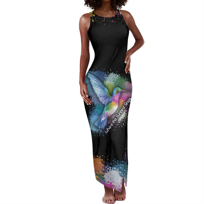 Where the Sunbird Sings Tank Maxi Dress Sao Tome and Principe Flag - Color Splash Art - African Pride