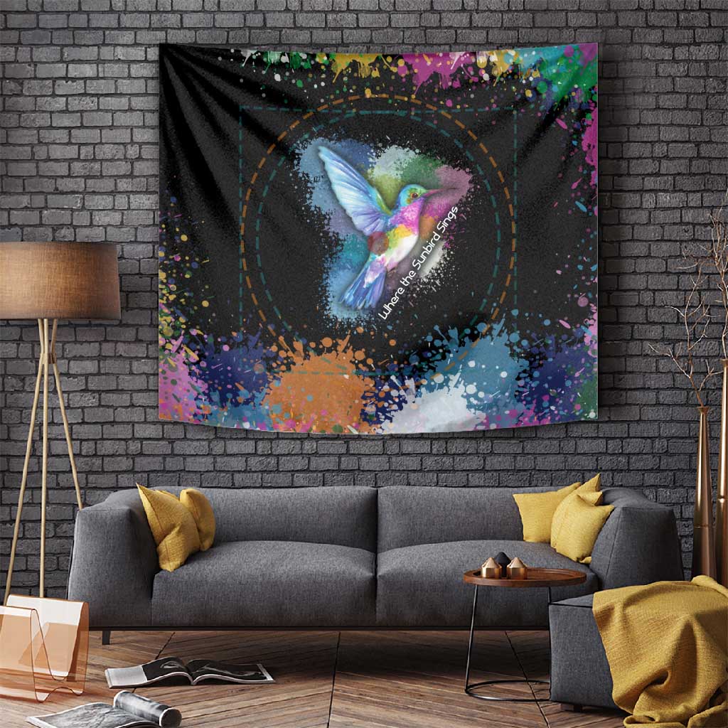Where the Sunbird Sings Tapestry Sao Tome and Principe Flag - Color Splash Art - African Pride