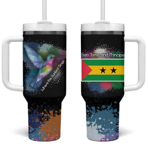 Where the Sunbird Sings Tumbler With Handle Sao Tome and Principe Flag - Color Splash Art - African Pride