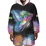 Where the Sunbird Sings Wearable Blanket Hoodie Sao Tome and Principe Flag - Color Splash Art - African Pride