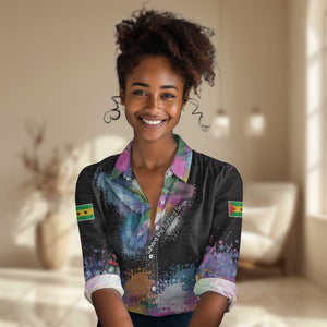 Where the Sunbird Sings Women Casual Shirt Sao Tome and Principe Flag - Color Splash Art - African Pride