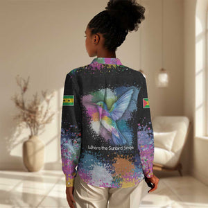 Where the Sunbird Sings Women Casual Shirt Sao Tome and Principe Flag - Color Splash Art - African Pride