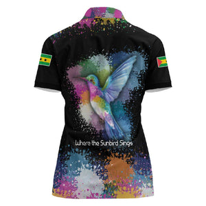 Where the Sunbird Sings Women Polo Shirt Sao Tome and Principe Flag - Color Splash Art - African Pride