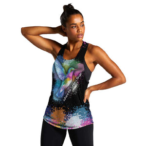 Where the Sunbird Sings Women Racerback Tank Sao Tome and Principe Flag - Color Splash Art - African Pride