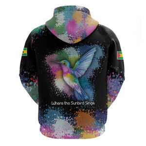 Where the Sunbird Sings Zip Hoodie Sao Tome and Principe Flag - Color Splash Art - African Pride