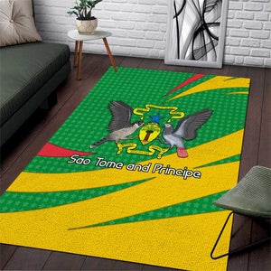 Sao Tome and Principe National Emblem Area Rug Green Yellow Flag Pattern - African Pride