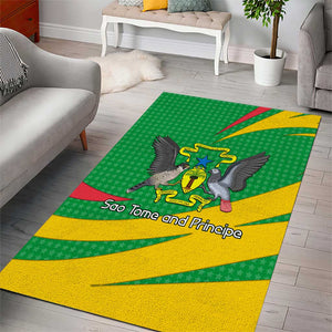 Sao Tome and Principe National Emblem Area Rug Green Yellow Flag Pattern - African Pride