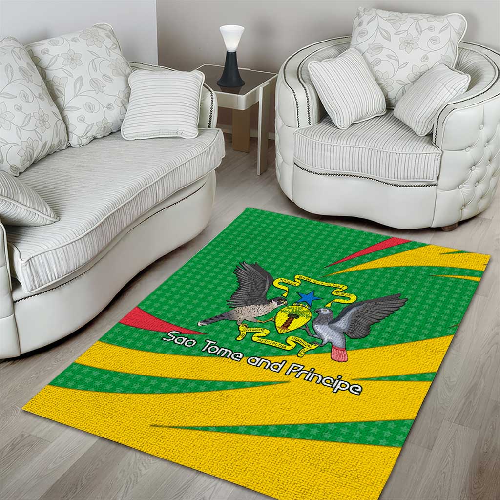 Sao Tome and Principe National Emblem Area Rug Green Yellow Flag Pattern - African Pride