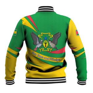 Sao Tome and Principe National Emblem Baseball Jacket Green Yellow Flag Pattern - African Pride
