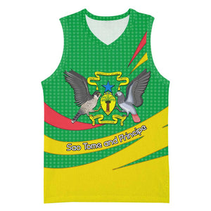 Sao Tome and Principe National Emblem Basketball Jersey Green Yellow Flag Pattern - African Pride