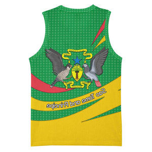 Sao Tome and Principe National Emblem Basketball Jersey Green Yellow Flag Pattern - African Pride