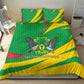 Sao Tome and Principe National Emblem Bedding Set Green Yellow Flag Pattern - African Pride