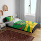 Sao Tome and Principe National Emblem Bedding Set Green Yellow Flag Pattern - African Pride