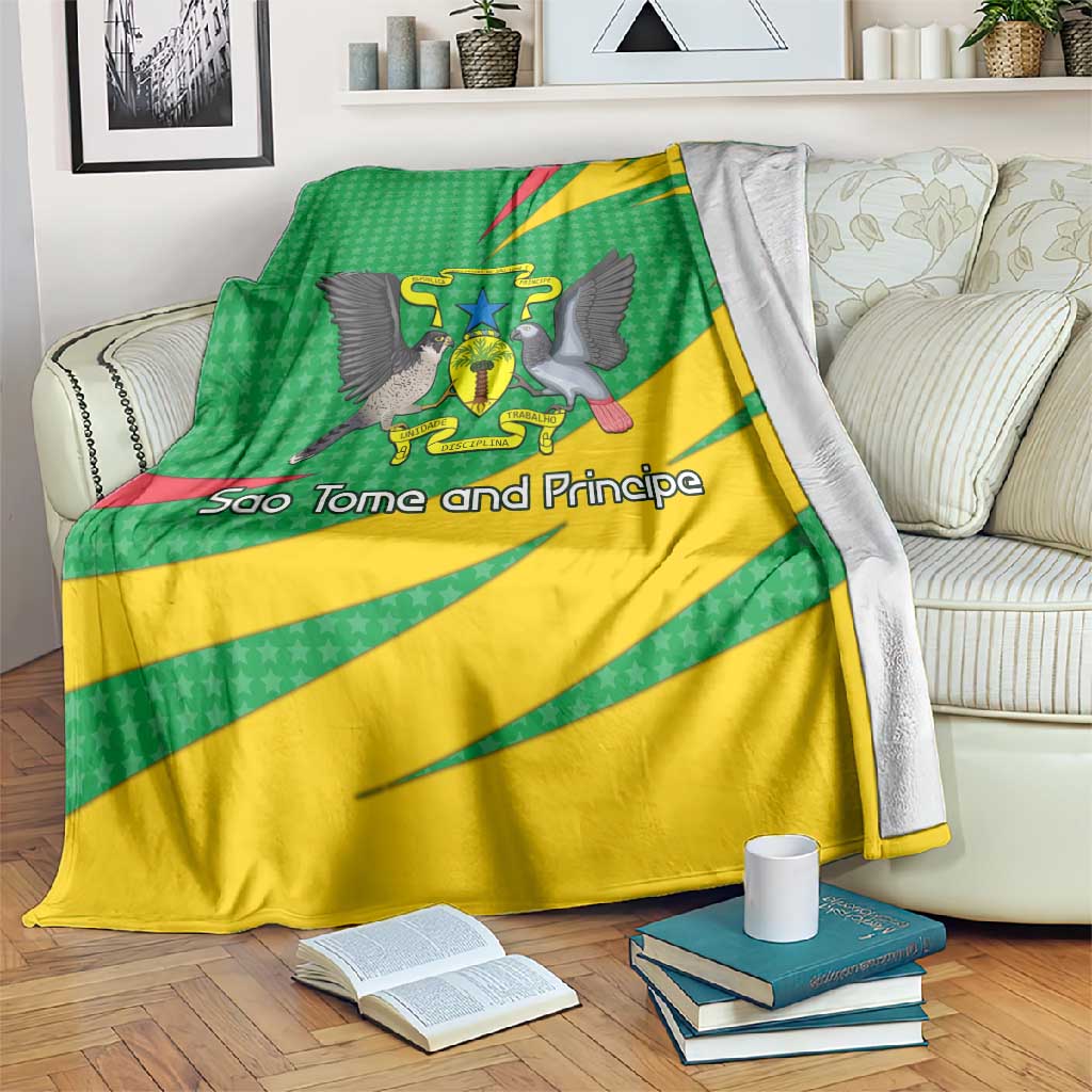 Sao Tome and Principe National Emblem Blanket Green Yellow Flag Pattern - African Pride