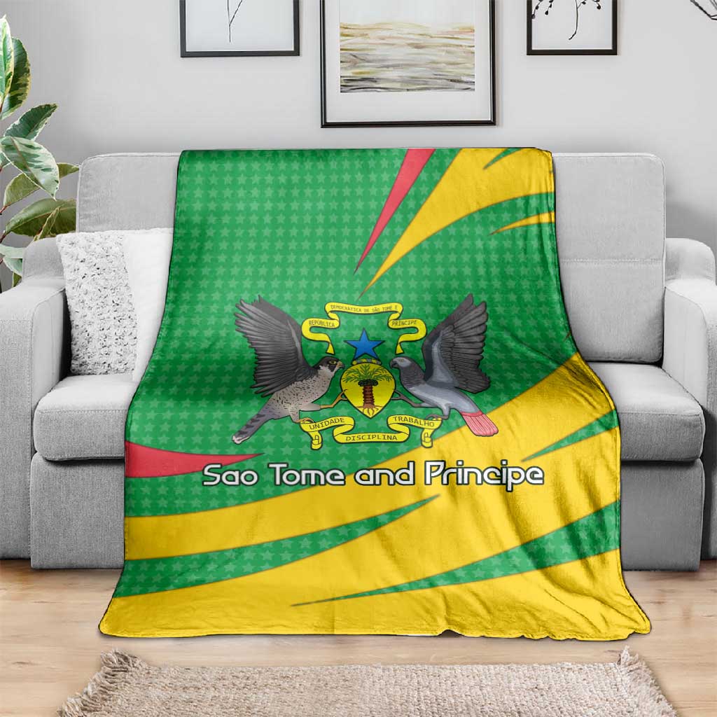Sao Tome and Principe National Emblem Blanket Green Yellow Flag Pattern - African Pride