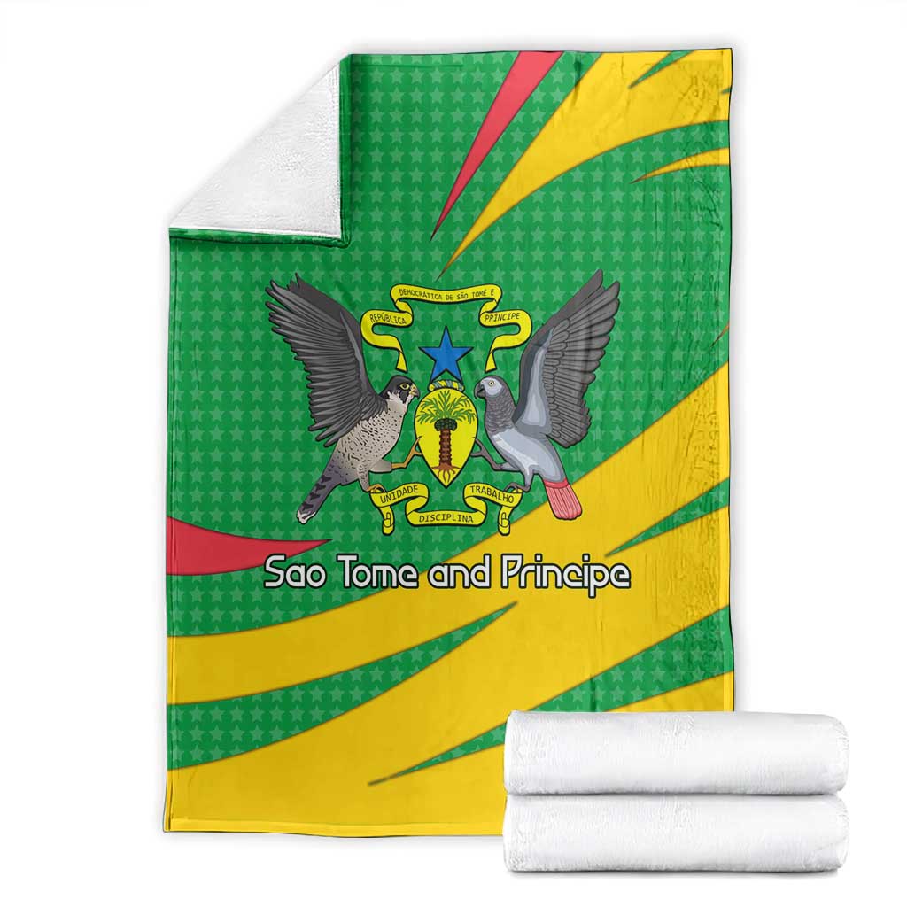 Sao Tome and Principe National Emblem Blanket Green Yellow Flag Pattern - African Pride