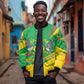 Sao Tome and Principe National Emblem Bomber Jacket Green Yellow Flag Pattern - African Pride