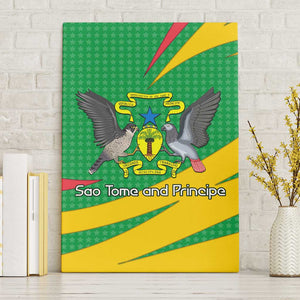 Sao Tome and Principe National Emblem Canvas Wall Art Green Yellow Flag Pattern - African Pride