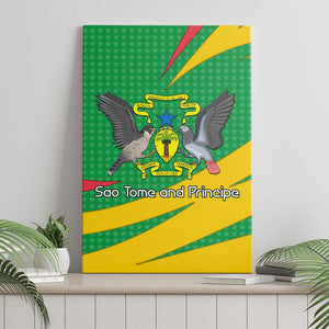 Sao Tome and Principe National Emblem Canvas Wall Art Green Yellow Flag Pattern - African Pride