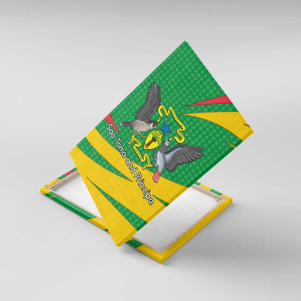 Sao Tome and Principe National Emblem Canvas Wall Art Green Yellow Flag Pattern - African Pride