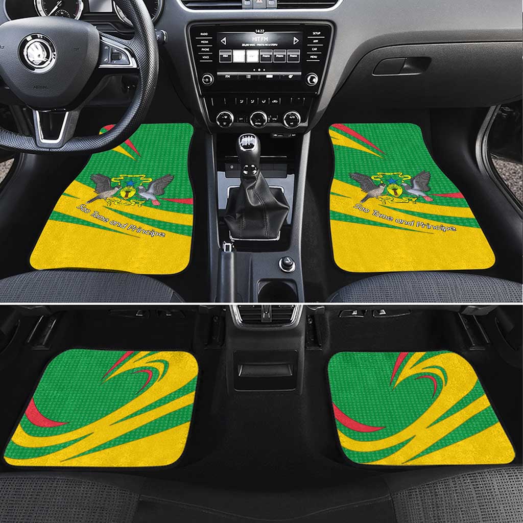 Sao Tome and Principe National Emblem Car Mats Green Yellow Flag Pattern - African Pride