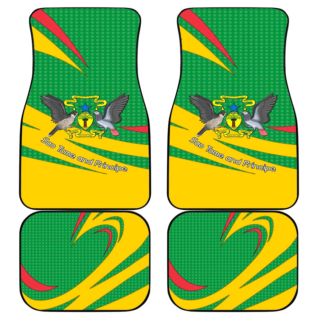 Sao Tome and Principe National Emblem Car Mats Green Yellow Flag Pattern - African Pride
