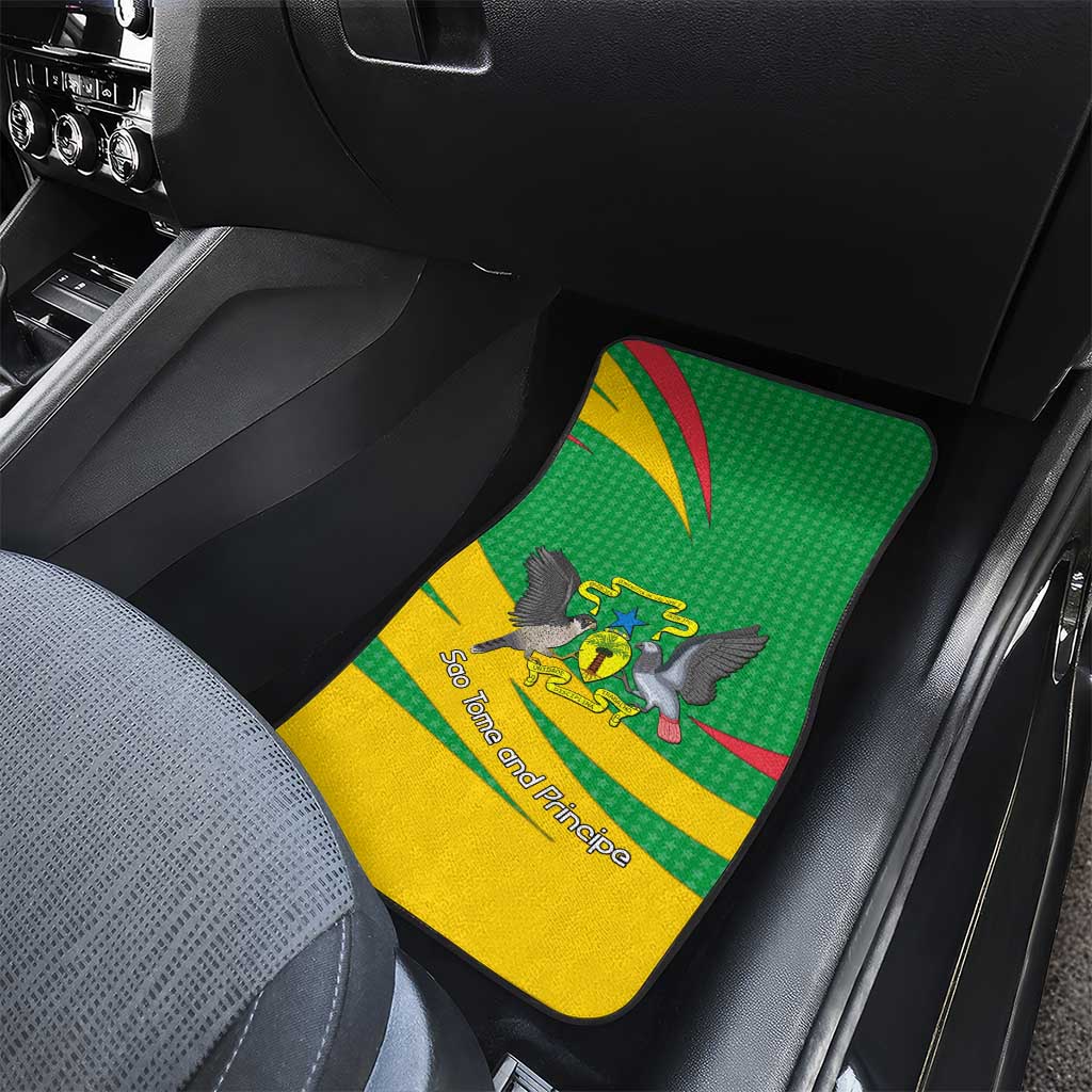 Sao Tome and Principe National Emblem Car Mats Green Yellow Flag Pattern - African Pride