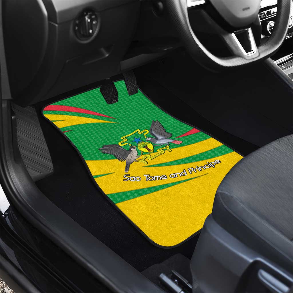 Sao Tome and Principe National Emblem Car Mats Green Yellow Flag Pattern - African Pride