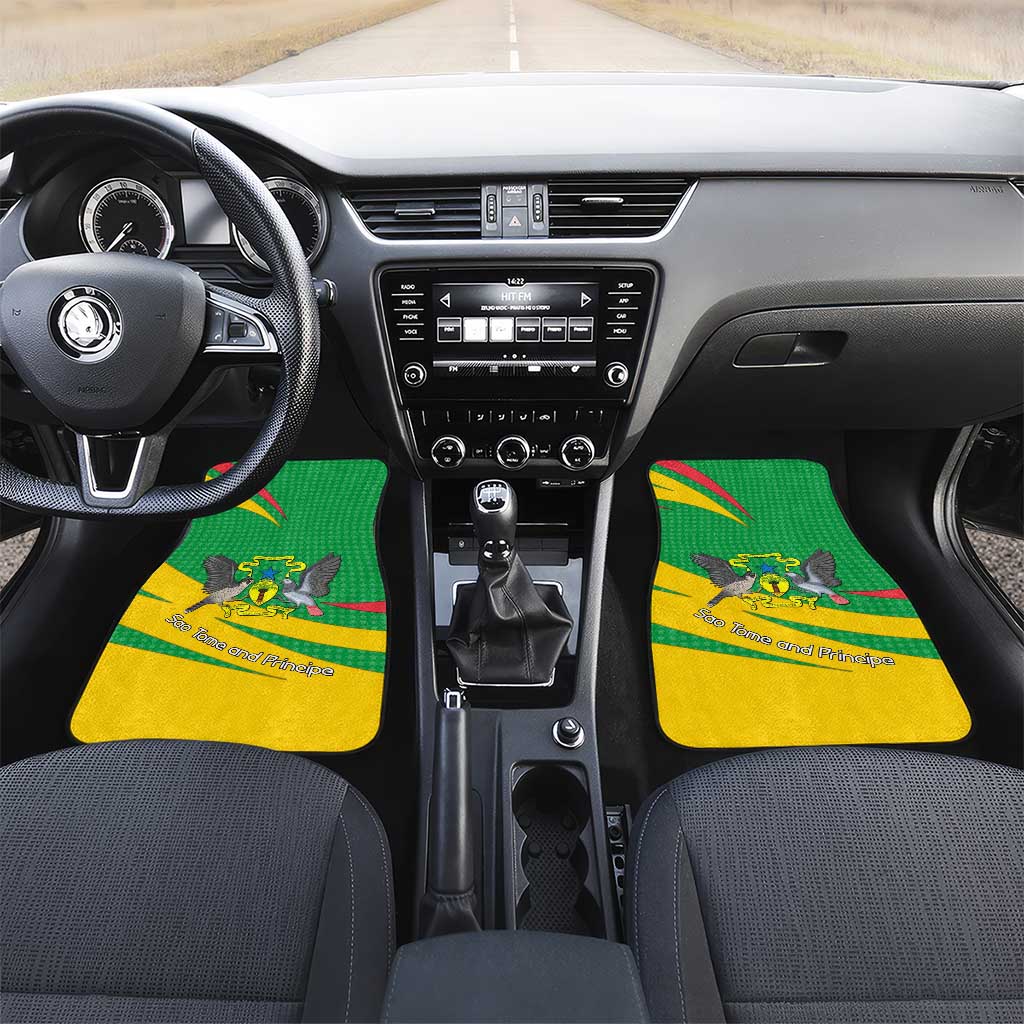 Sao Tome and Principe National Emblem Car Mats Green Yellow Flag Pattern - African Pride