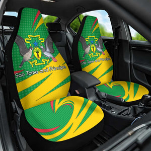 Sao Tome and Principe National Emblem Car Seat Cover Green Yellow Flag Pattern - African Pride