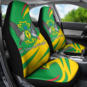 Sao Tome and Principe National Emblem Car Seat Cover Green Yellow Flag Pattern - African Pride