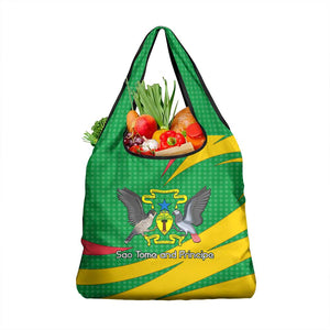 Sao Tome and Principe National Emblem Grocery Bag Green Yellow Flag Pattern - African Pride