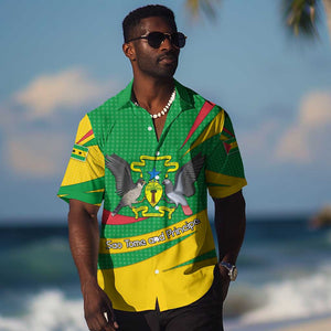 Sao Tome and Principe National Emblem Hawaiian Shirt Green Yellow Flag Pattern - African Pride