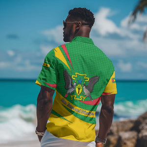 Sao Tome and Principe National Emblem Hawaiian Shirt Green Yellow Flag Pattern - African Pride