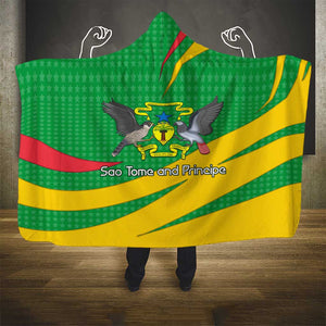 Sao Tome and Principe National Emblem Hooded Blanket Green Yellow Flag Pattern - African Pride