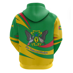 Sao Tome and Principe National Emblem Hoodie Green Yellow Flag Pattern - African Pride