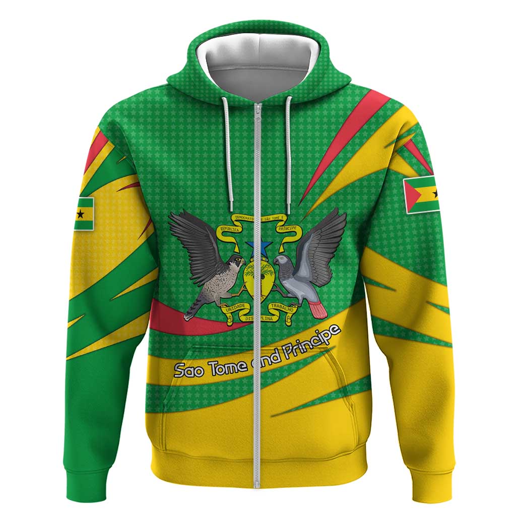 Sao Tome and Principe National Emblem Hoodie Green Yellow Flag Pattern - African Pride