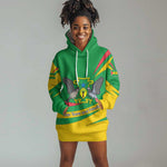 Sao Tome and Principe National Emblem Hoodie Dress Green Yellow Flag Pattern - African Pride