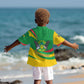 Sao Tome and Principe National Emblem Kid Hawaiian Shirt Green Yellow Flag Pattern - African Pride