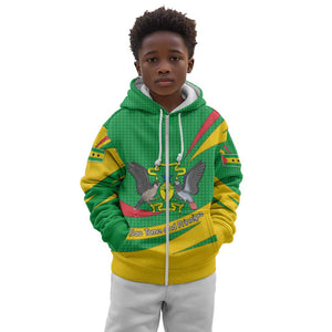 Sao Tome and Principe National Emblem Kid Hoodie Green Yellow Flag Pattern - African Pride