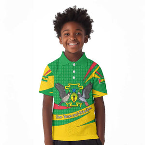 Sao Tome and Principe National Emblem Kid Polo Shirt Green Yellow Flag Pattern - African Pride