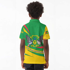 Sao Tome and Principe National Emblem Kid Polo Shirt Green Yellow Flag Pattern - African Pride