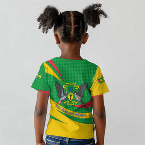 Sao Tome and Principe National Emblem Kid T shirt Green Yellow Flag Pattern - African Pride