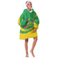 Sao Tome and Principe National Emblem Kid Wearable Blanket Hoodie Green Yellow Flag Pattern - African Pride
