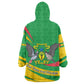 Sao Tome and Principe National Emblem Kid Wearable Blanket Hoodie Green Yellow Flag Pattern - African Pride