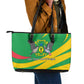 Sao Tome and Principe National Emblem Leather Tote Bag Green Yellow Flag Pattern - African Pride
